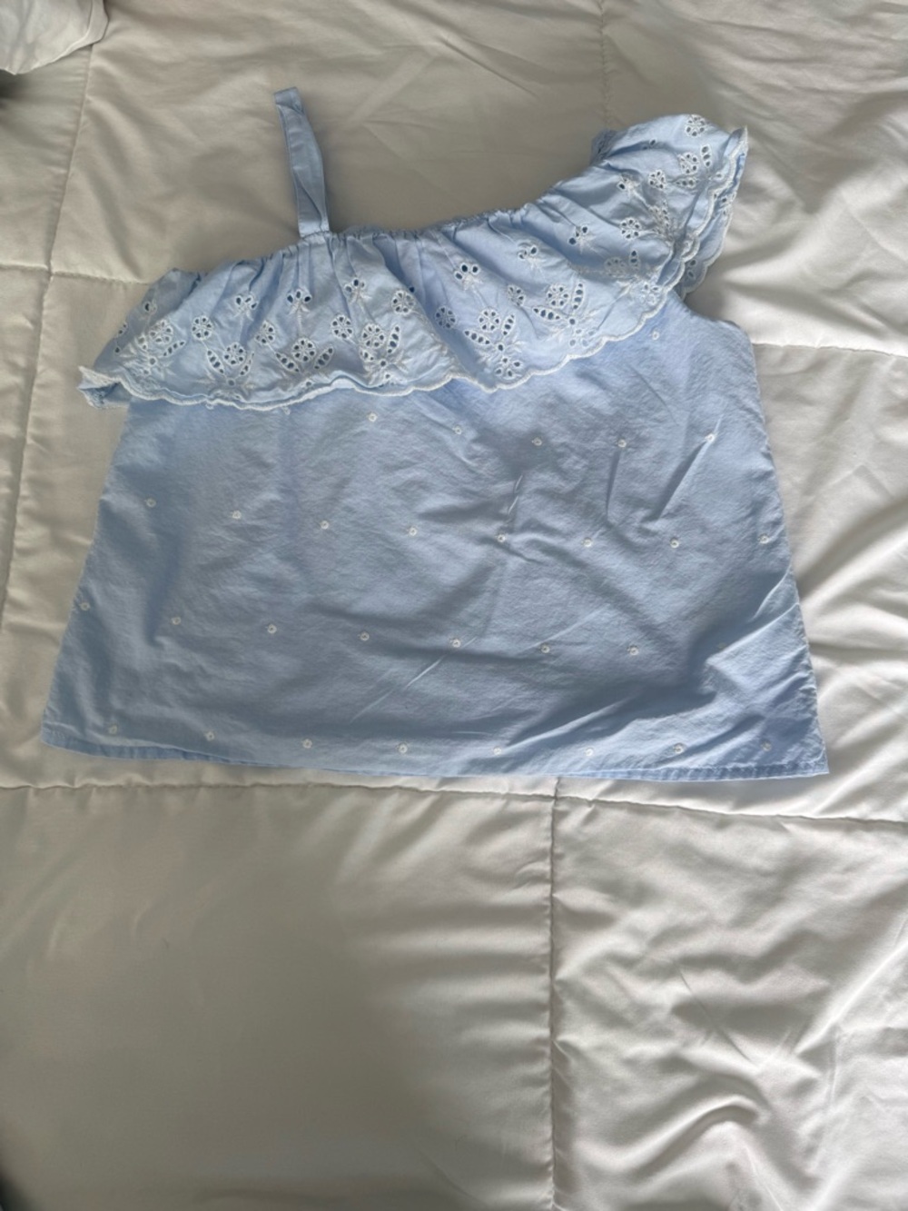 GAP Light Blue One-Shoulder Eyelet Top - Picture 2 of 3